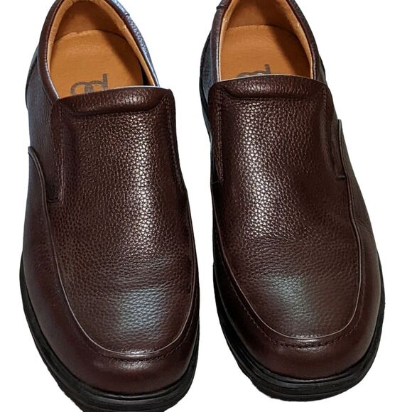 Gravity Defyer brown men\'s pebbled leather TB8141B rubber sole comfort loafer 11 main image 9